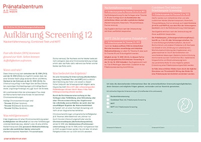 Patientinneninformation Screening 12 – Erweiterter Combined Test, Nackenfaltenmessung