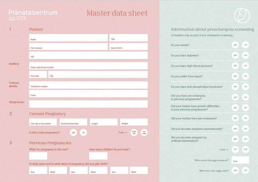 Master data sheet